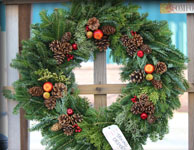 Live holiday wreathes and decor at Homestead Garden Center, Williamsburg, Va